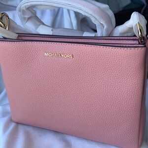NWT - Michael Kors Blush Pink Pebbled Satchel Crossbody.